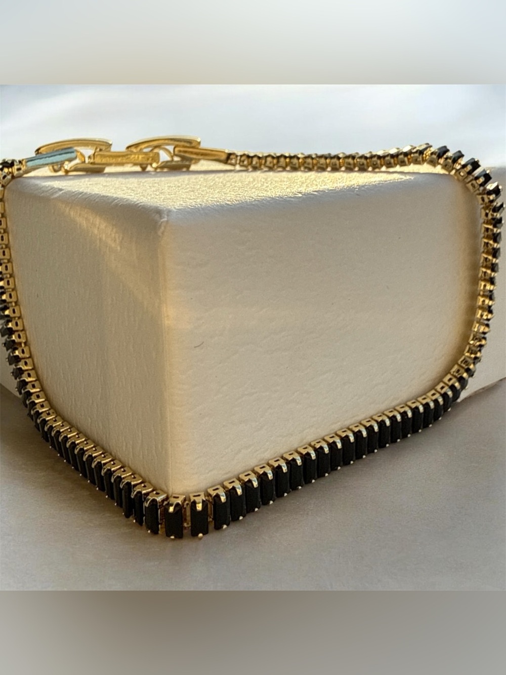 Gold filled  Black Baguette Tennis Bracelet 6.5-7.5"